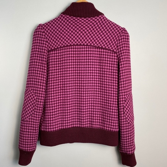 Billabong Women's Lumber Jane Houndstooth Plaid Wool Blend Bomber‎ Jacket Zip Up - Picture 10 of 16